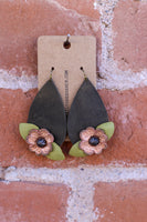 Leather Rain Drop Earrings