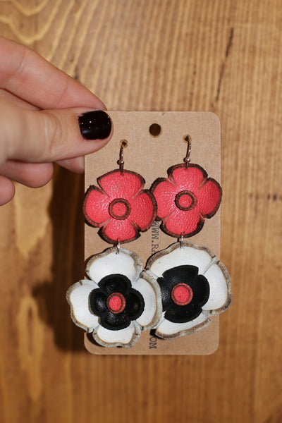 Leather Flower Earrings