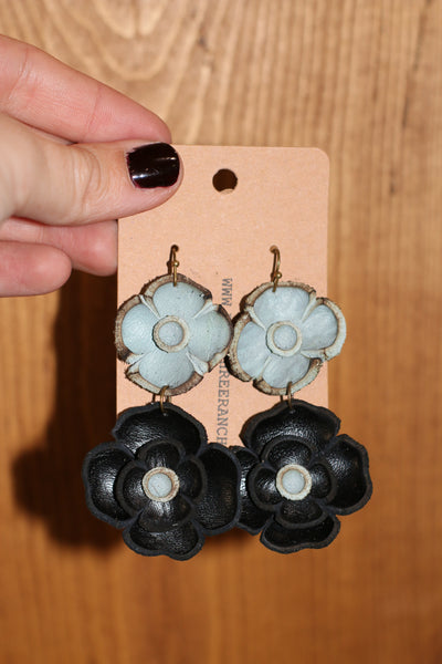 Leather Flower Earrings