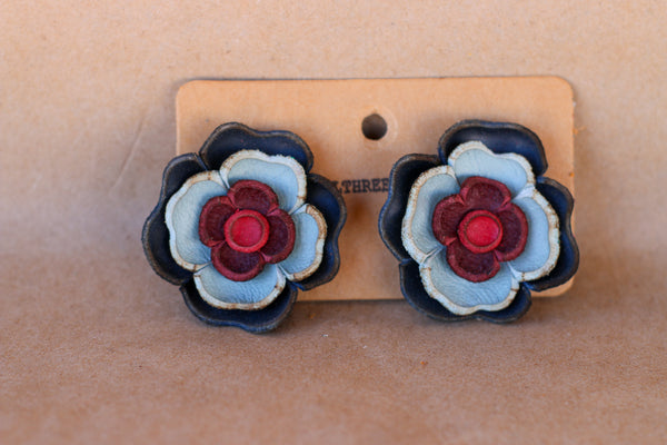 Leather Flower Earrings