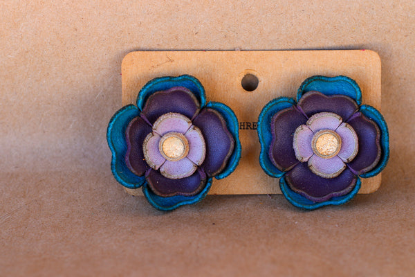 Leather Flower Earrings