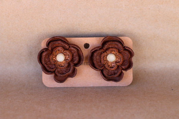 Leather Flower Earrings