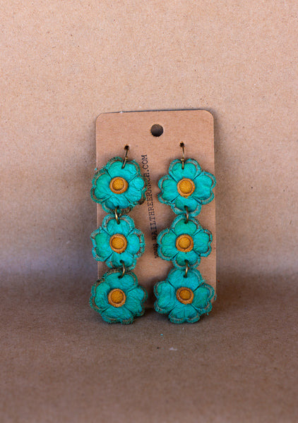 Leather Flower Earrings