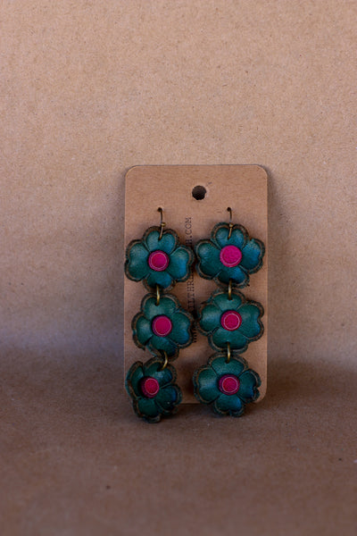 Leather Flower Earrings