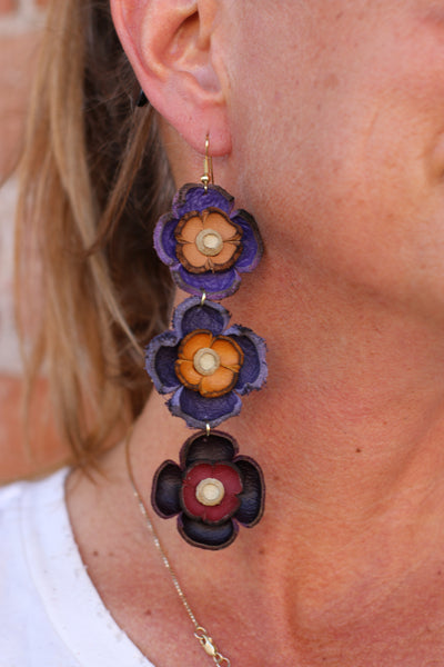 Leather Flower Earrings